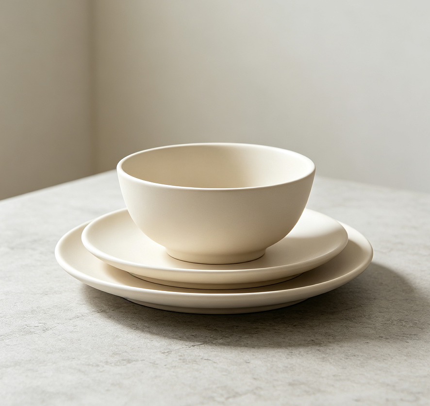 Matte Finish Ceramic Serving Bowl Plate Set